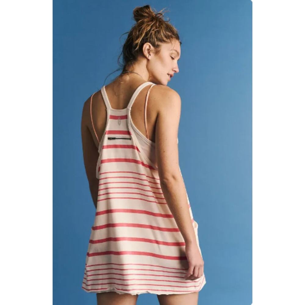 FP Movement Women's Hot Shot Mini Dress, Medium, Spring Stripe Ivory - Picture 3 of 6